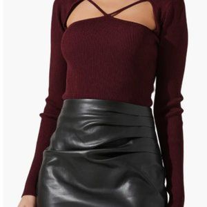 ASTR the Label Maude Square Neck Cutout Bodysuit / Dark Wine / NWOT